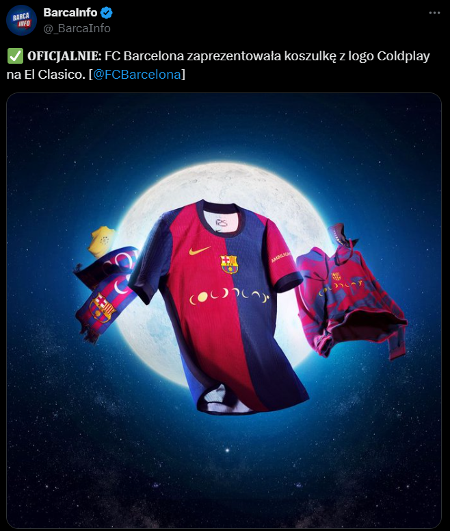 Barca ZAPREZENTOWAŁA KOSZULKI z logo Coldplay!